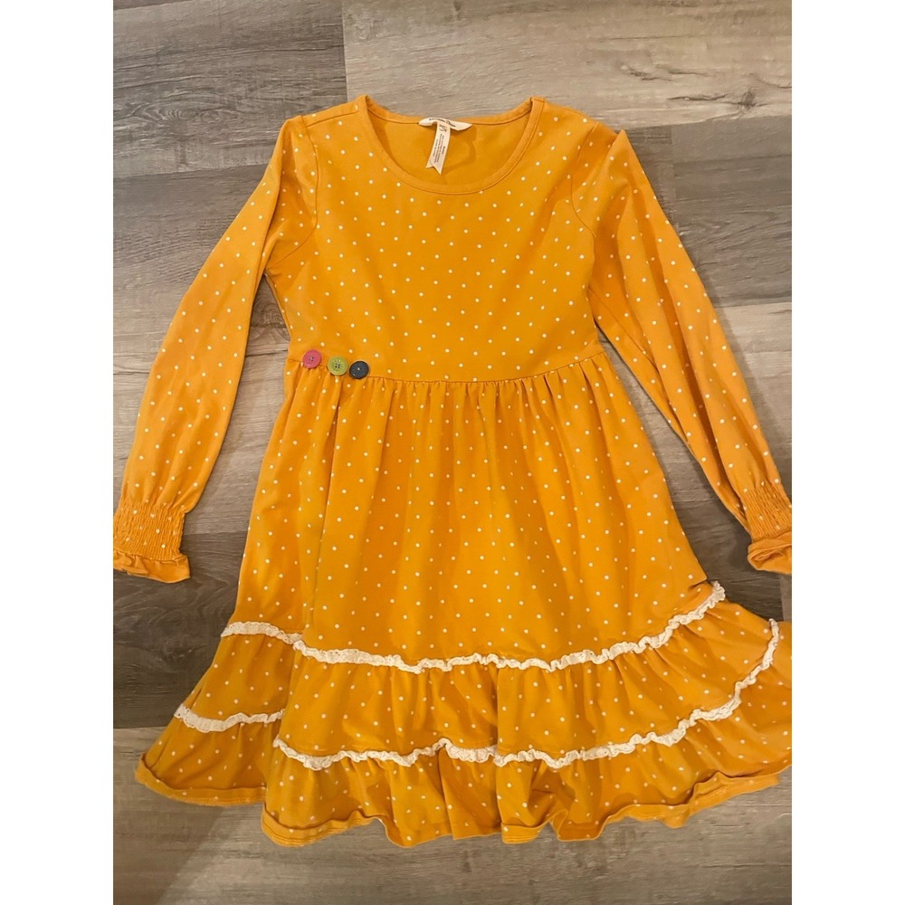 Matilda Jane Heart to Heart Marigold Polka Dot Lap Girls Dress Size 10